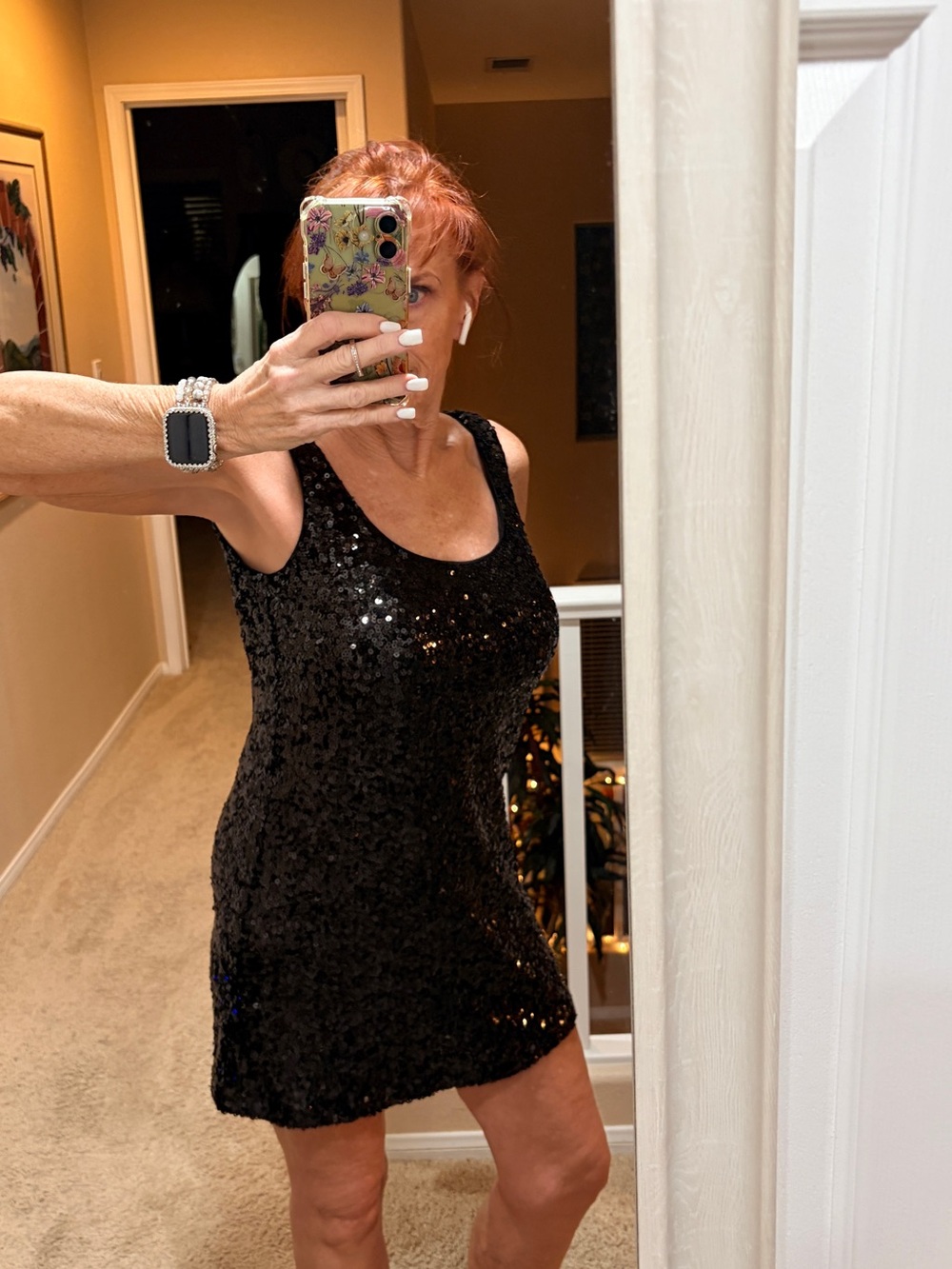 White House Black Market Black Sequin Mini Dress Medium